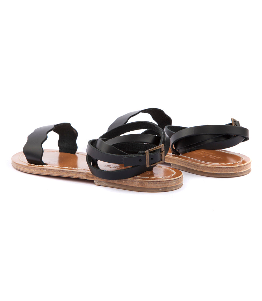 AELIA FLAT SANDALS WITH ANKLE BUCKLE FASTENING BLACK
