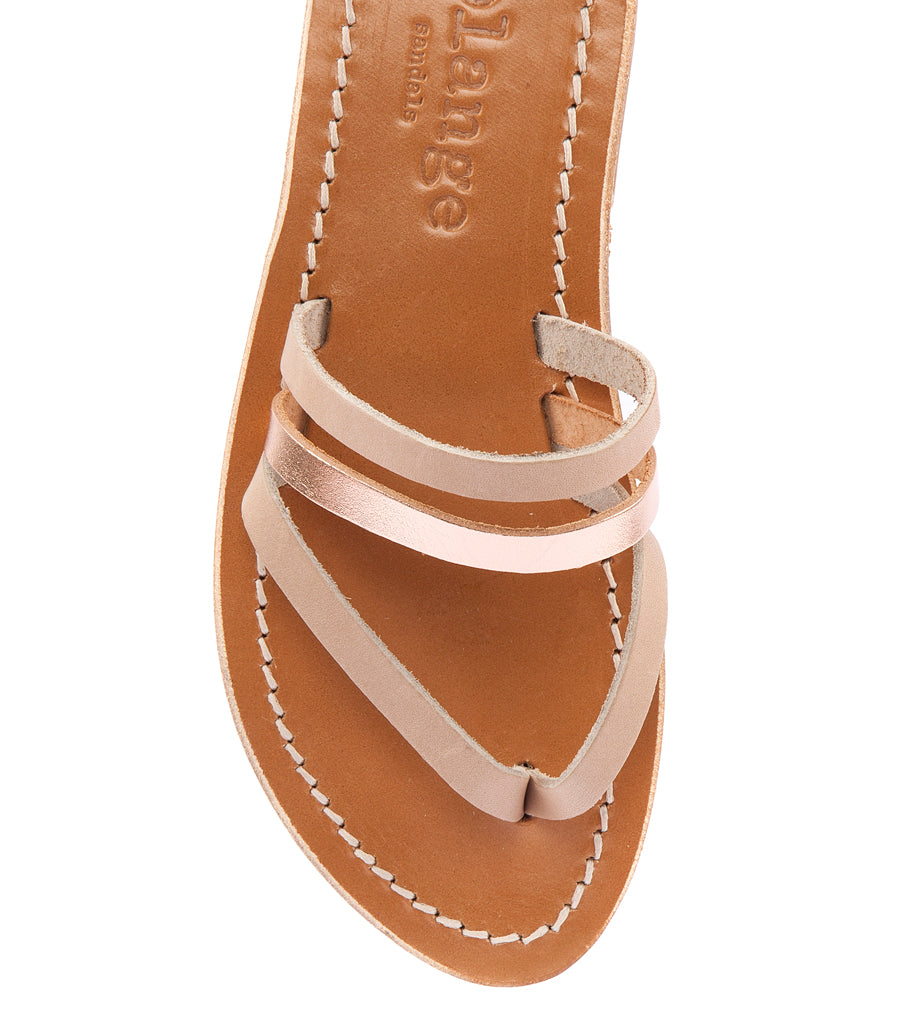 SKYROS FLAT SANDALS IN SOFT LEATHER ROSE GOLD