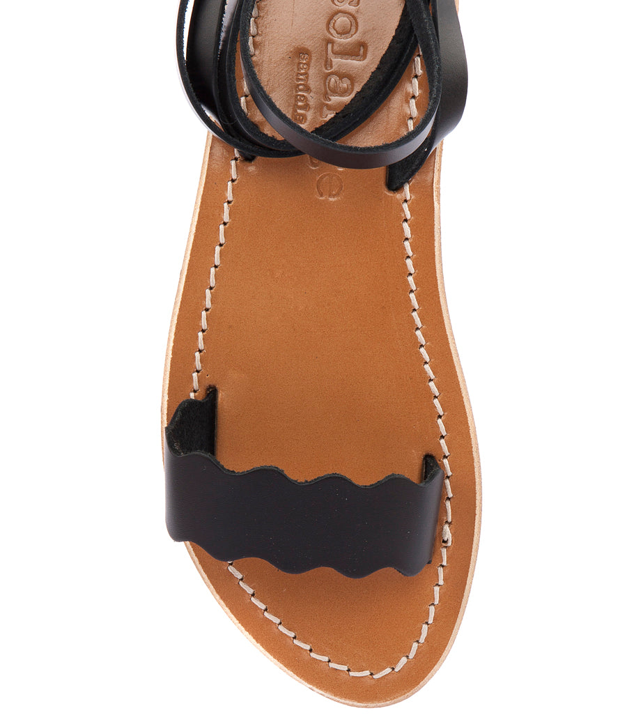AELIA FLAT SANDALS WITH ANKLE BUCKLE FASTENING BLACK
