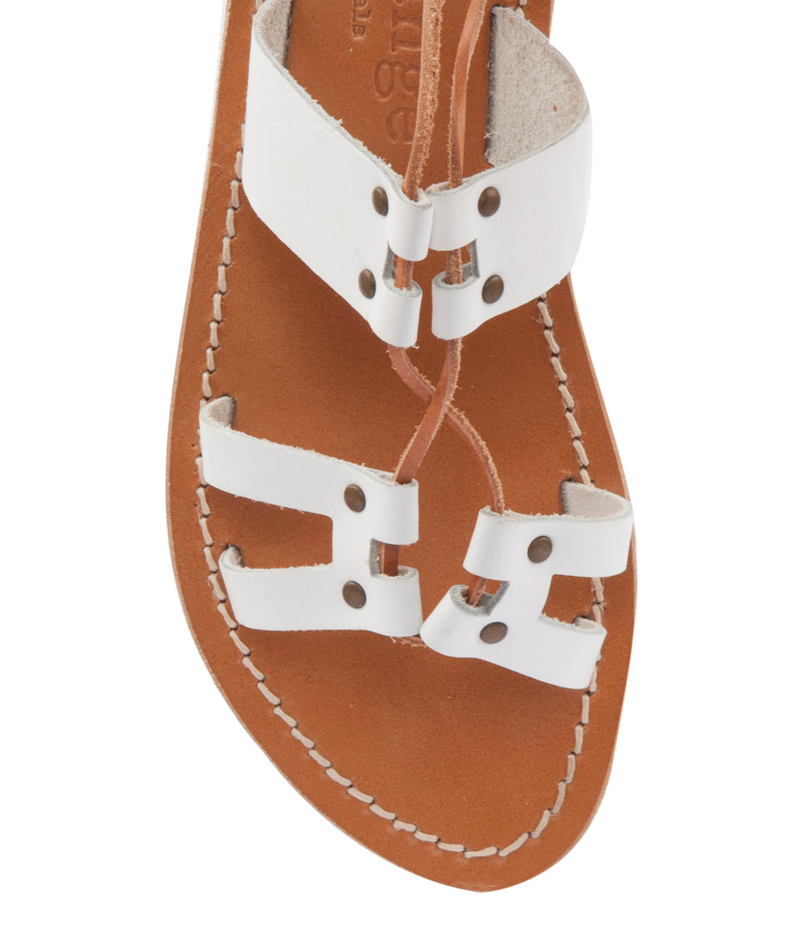 SAVANNAH ANKLE WRAPPED STRAP SANDALS WHITE