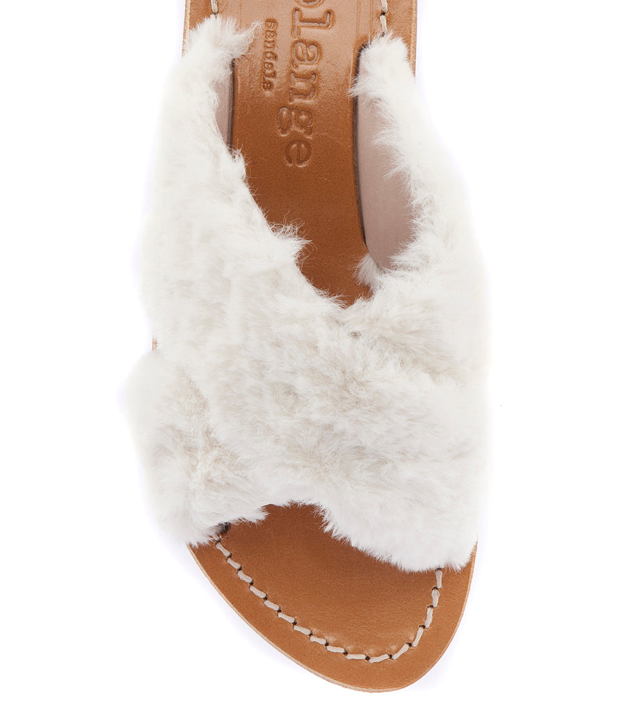 ARIS FUR CRISS CROSS FLAT SANDALS