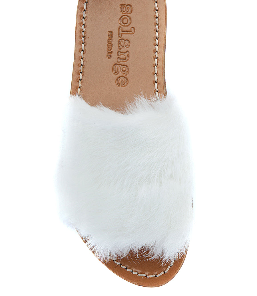 STRIPE FUR TRIMMED SANDALS