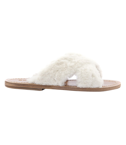 ACHILLE ANKLE TIED FLAT SANDALS WHITE