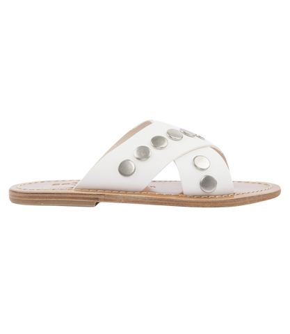 ACHILLE ANKLE TIED FLAT SANDALS WHITE