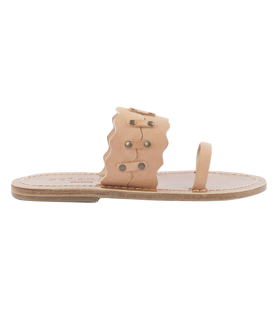KYMA SCALLOPED FLAT SANDALS FT TRUCK DETAILING NATURAL