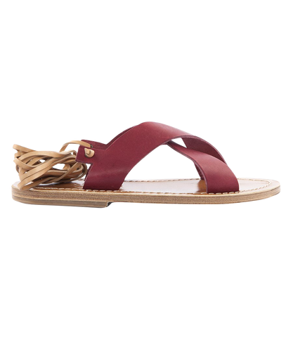 ARIS FUR CRISS CROSS FLAT SANDALS