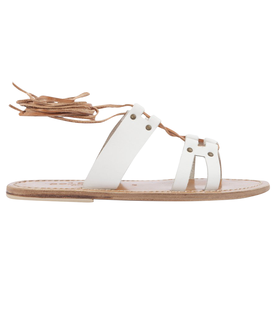 SAVANNAH ANKLE WRAPPED STRAP SANDALS WHITE