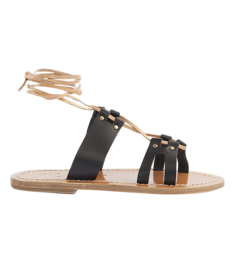 SAVANNAH ANKLE WRAPPED STRAP SANDALS BLACK