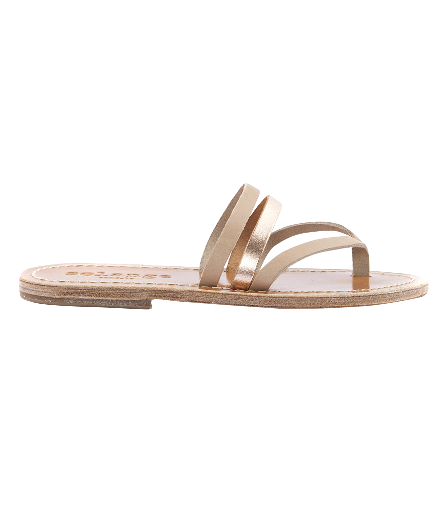 SKYROS FLAT SANDALS IN SOFT LEATHER ROSE GOLD