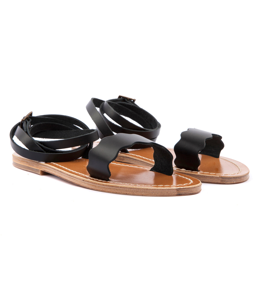 AELIA FLAT SANDALS WITH ANKLE BUCKLE FASTENING BLACK