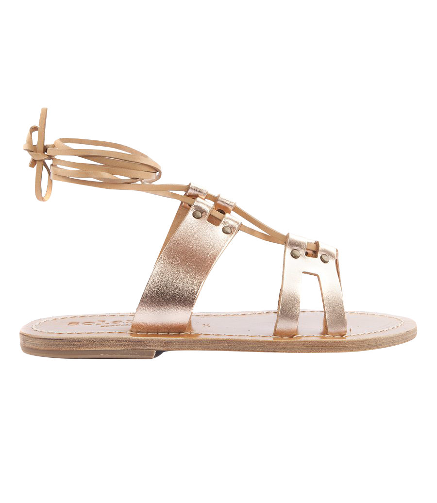 SAVANNAH ANKLE WRAPPED STRAP SANDALS ROSE GOLD