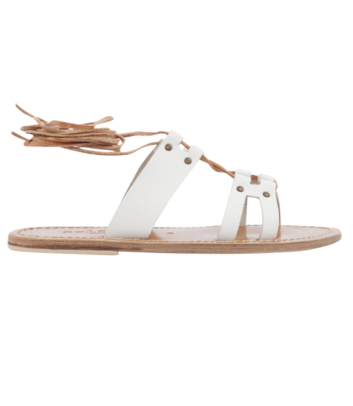 SAVANNAH ANKLE WRAPPED STRAP SANDALS WHITE